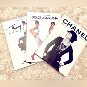 SET OF THREE BOOKS ON FASHION ICONS| CHANEL, D&G, MUGLER.. GUC